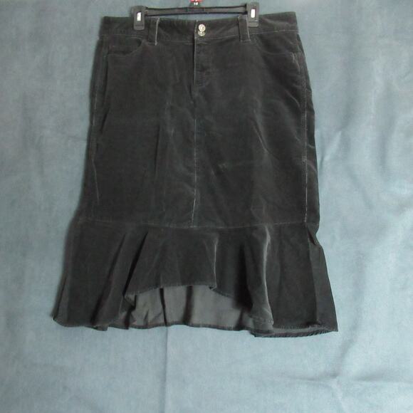 Riders Copper Skirt Women 15M Black Corduroy Hi Lo Flounce Church Modest Cowgirl - Picture 1 of 8